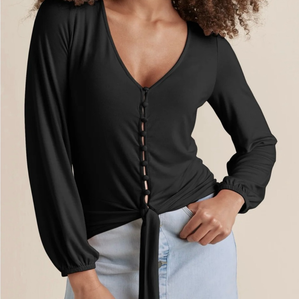 Venus Black Women's Top with tie bottom